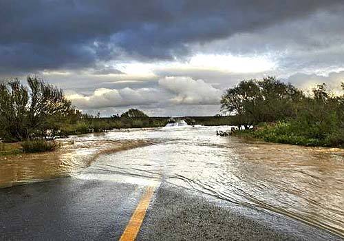 Flash floods are among the components of adventure that is driving in Baja. Here, water covers Route 1 after a storm.