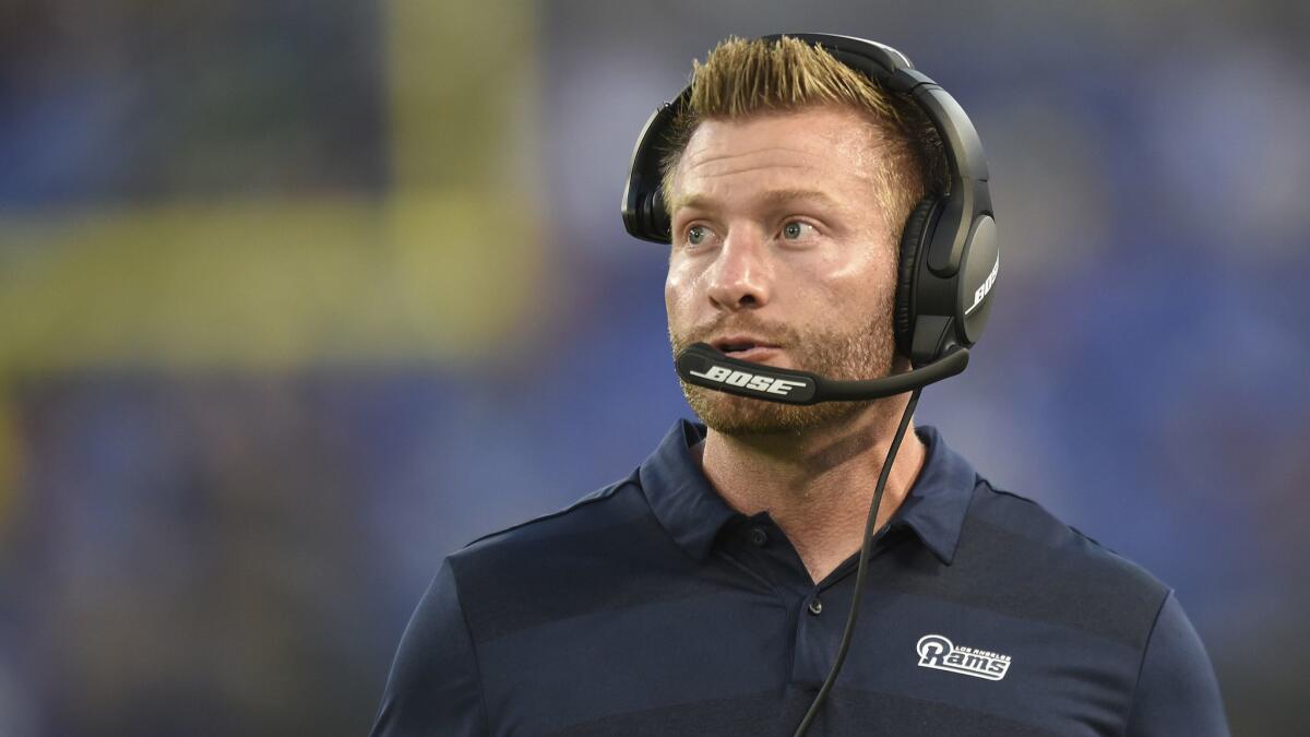 Rams head coach Sean McVay will be facing the man who gave him his NFL start in 2008, Jon Gruden, when the Rams face the Raiders in Week 1.
