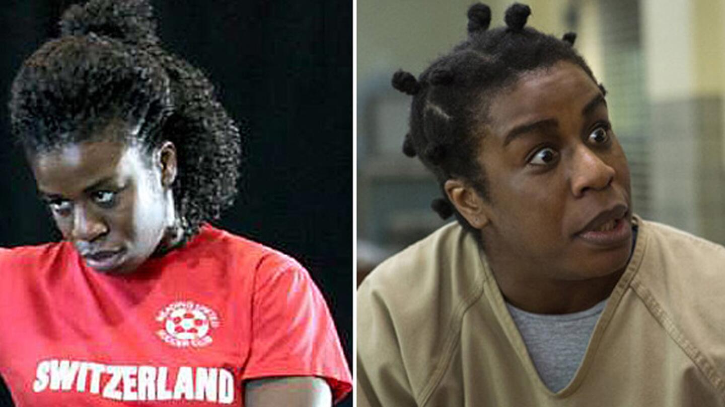 Uzo Aduba plays the deranged Suzanne "Crazy Eyes" Warren on "Orange Is the New Black," which garnered the Nigerian actress her breakout role. Before that, Aduba starred in several shorts as a cafeteria worker in the comedy-drama "Sing Along" (2013) and a bartender in the comedy-crime short "Wwjd." She's pictured above left in the 2008 La Jolla Playhouse production "The Seven."