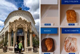 Women exiting Dunsmoor restaurant, left, and bread for sale at Bub and Grandma's, right. (Photo on the left by Ricardo DeAratanha, right by Stephanie Brejio)