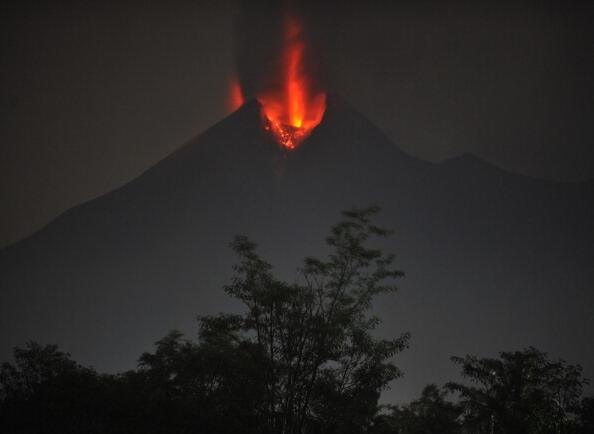 Mount Merapi spews lava and ash