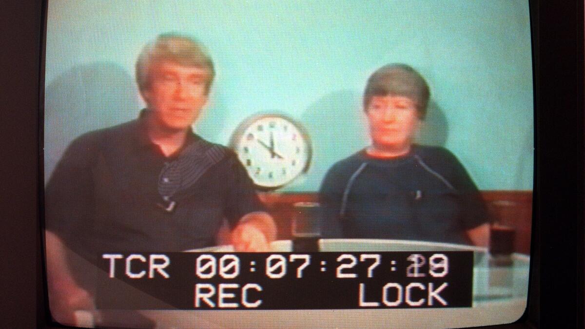 A screengrab from a videotape of Bo & Peep, two leaders of the Heaven's Gate cult.