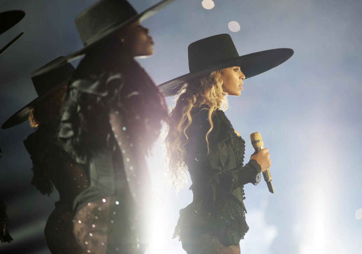 Beyoncé performs during her Formation World Tour in Texas on Monday.