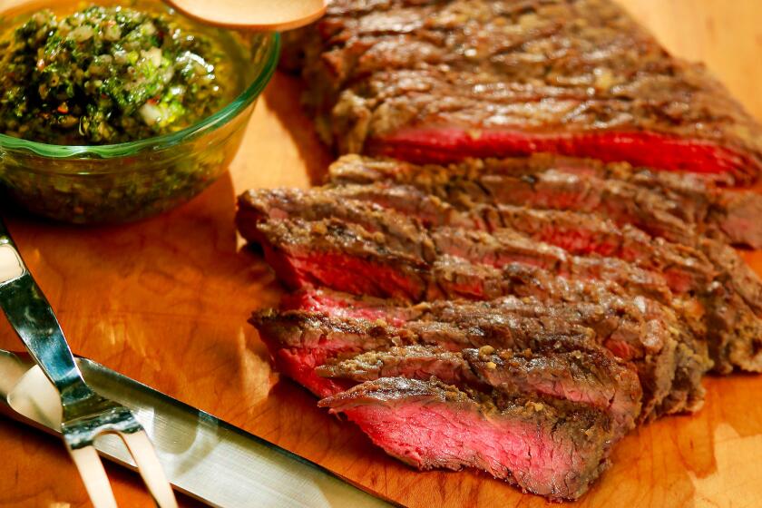 Skirt steak with chimichurri sauce from "Around the Fire," by Gabrielle Quiñónez Denton and Greg Denton.