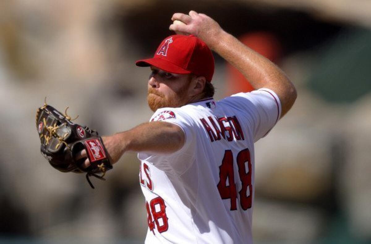 Angels starting pitcher Tommy Hanson went 6 1/3 innings against the Yankees on Saturday, striking out a season high eight.