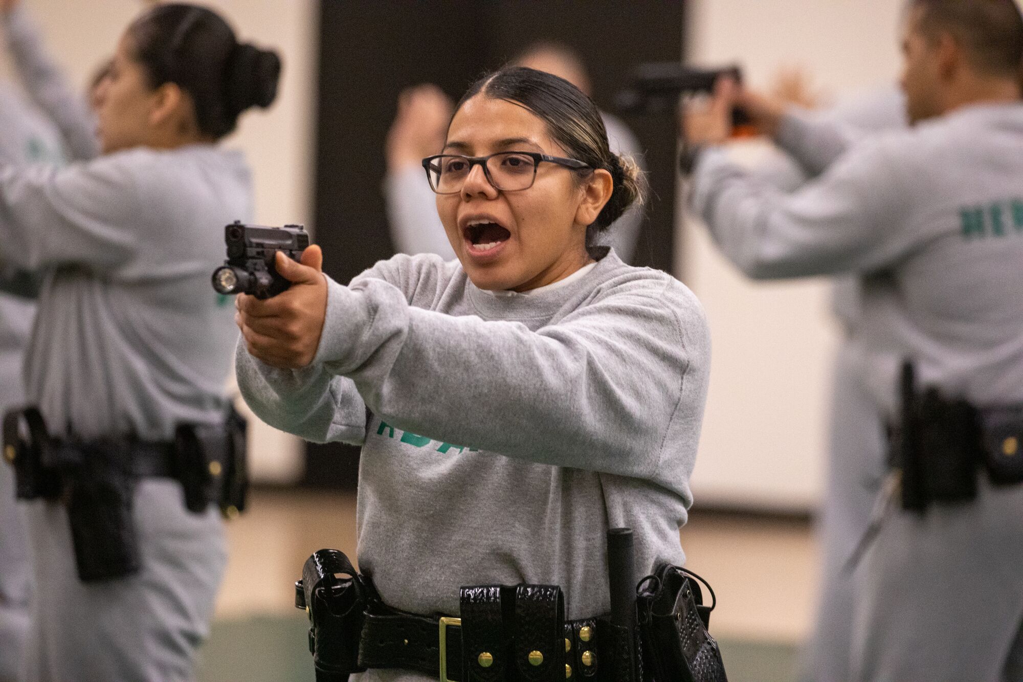 Recruits take a course in defensive tactics.