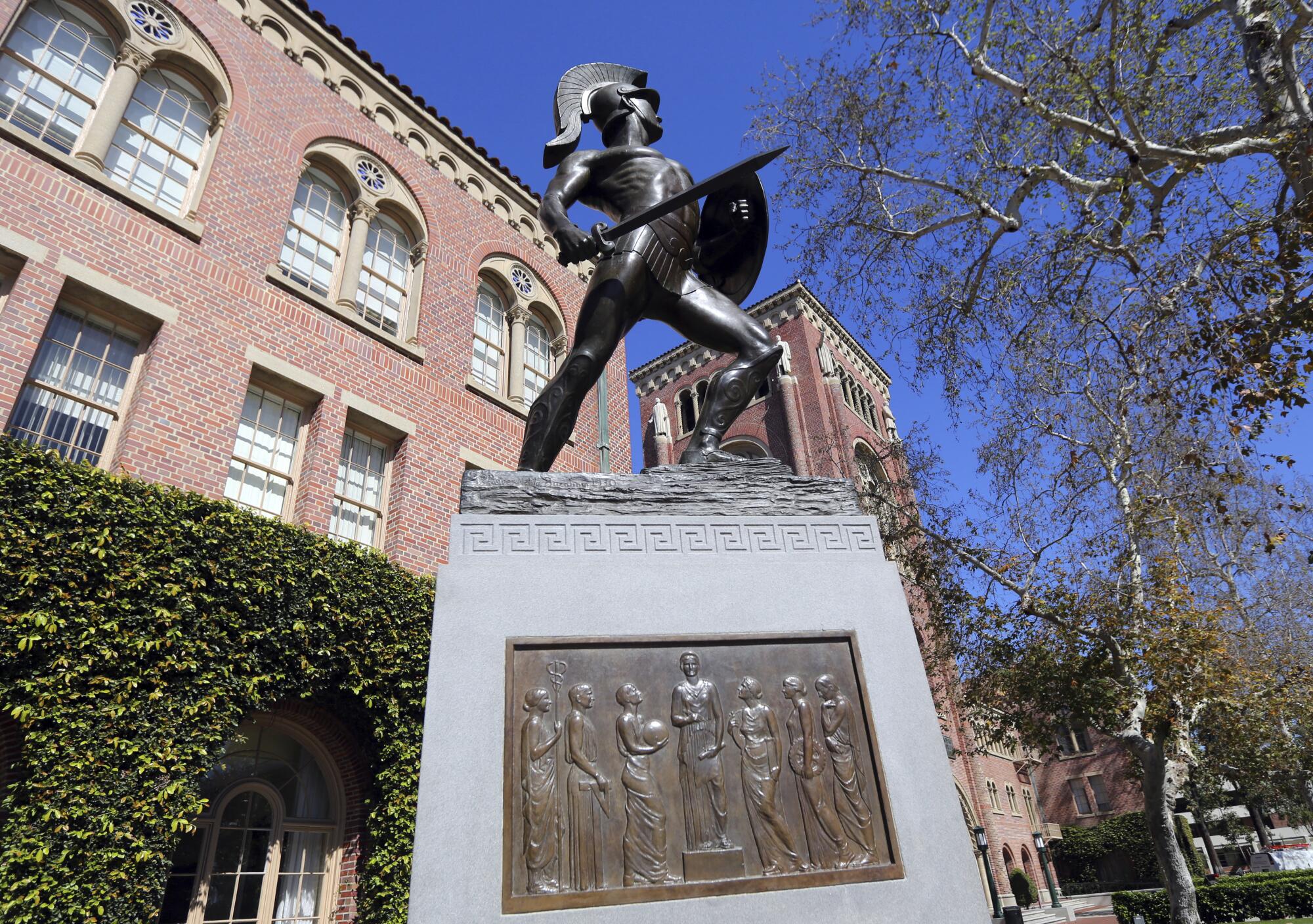 The Tommy Trojan statue on the campus of the University of Southern California.