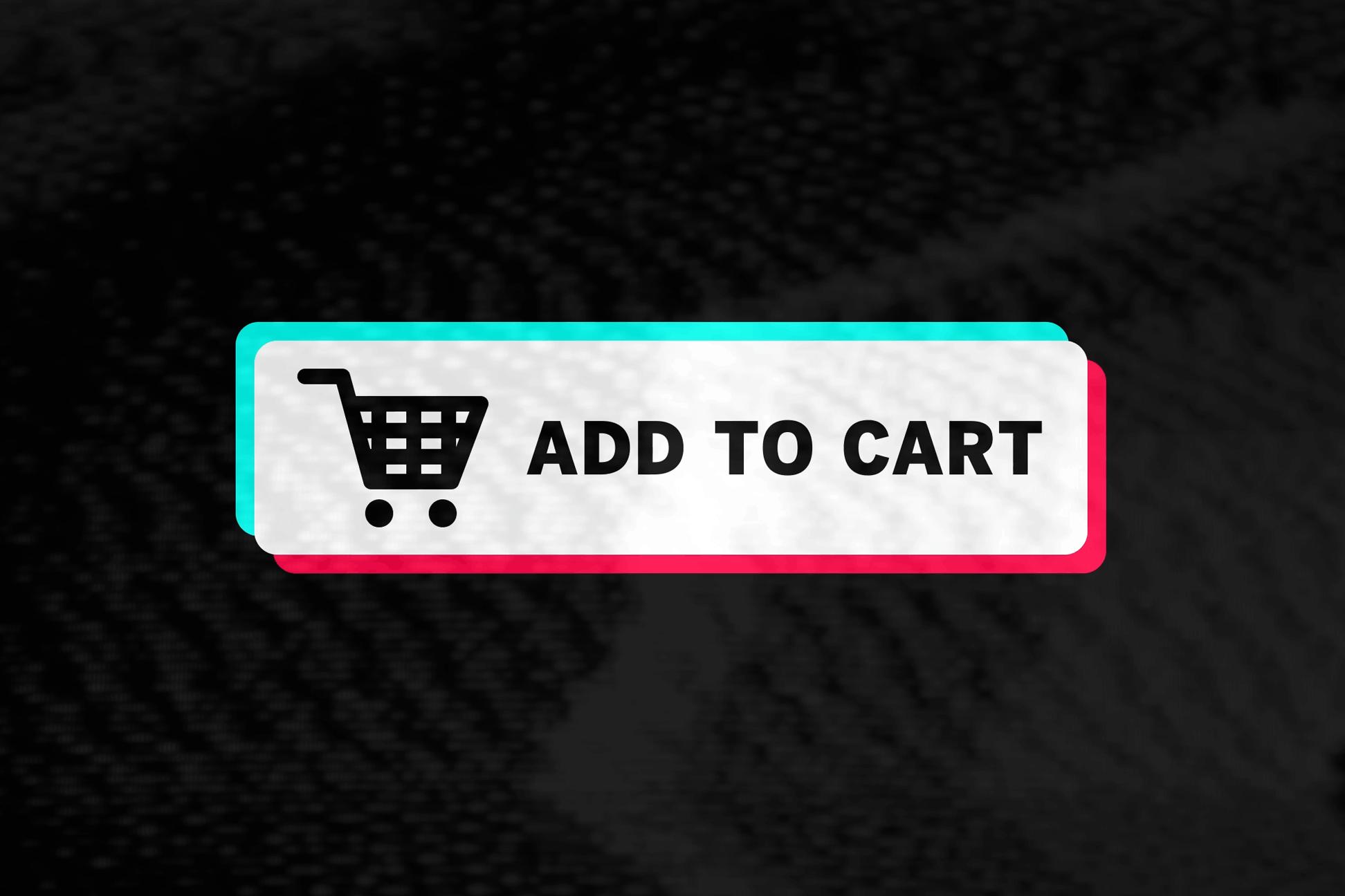 An "Add to cart" button in the style of the TikTok logo with a static overlay