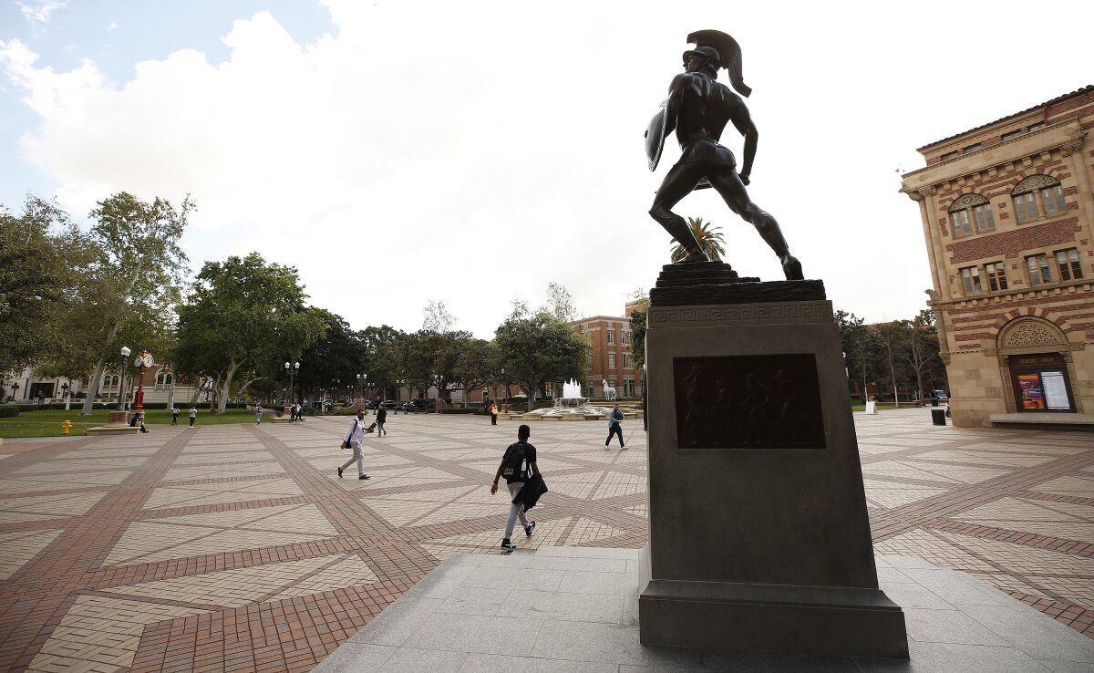 The Tommy Trojan statue at USC.
