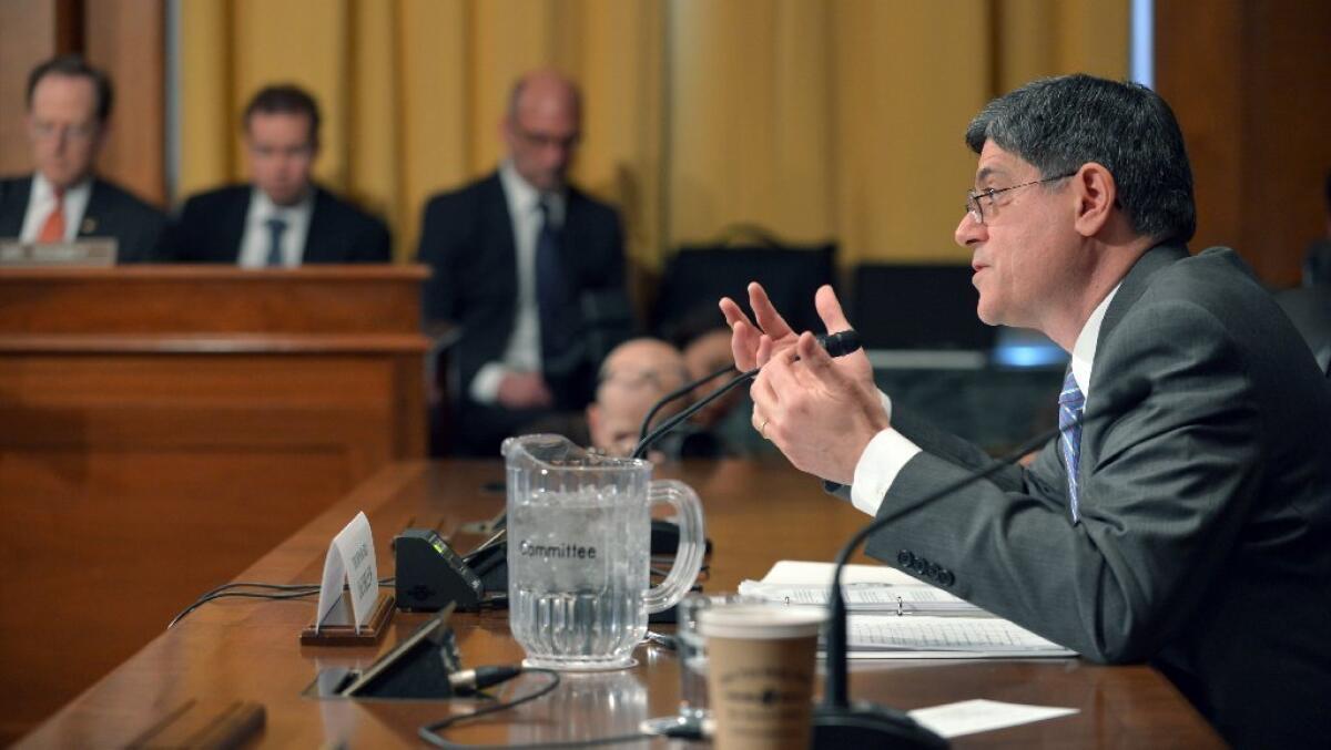 Former White House Chief of Staff Jacob J. Lew testifies before the Senate Finance Committee on his nomination to be Treasury secretary.