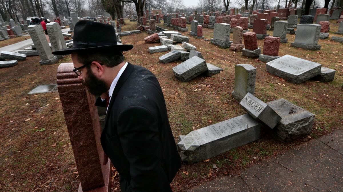In 2017, 200 gravestones were vandalized at a Jewish cemetery in University City, Mo., a suburb of St. Louis.
