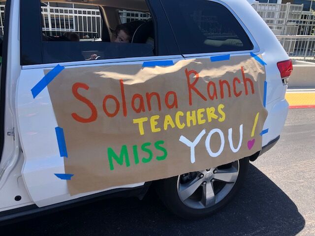 Solana Ranch teachers paraded through the neighborhood last week.