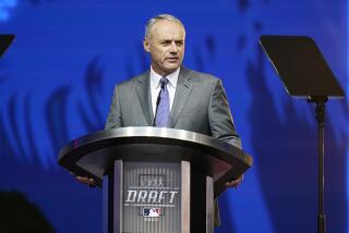 MLB Commissioner Rob Manfred speaks during the 2022 MLB baseball draft, Sunday.