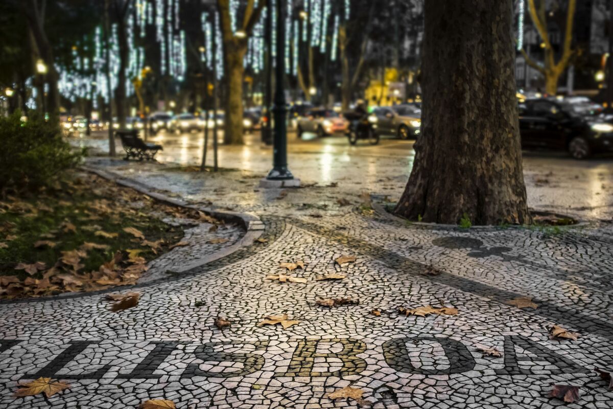 Detail of the Portuguese pavement at the Liberdade Avenue in Lisbon.