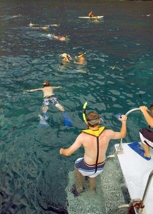 Snorkeling in the waters along the Napali Coast of Kauai, Hawaii, is like swimming in crystal-clear bath water along with hundreds of colorful fish.