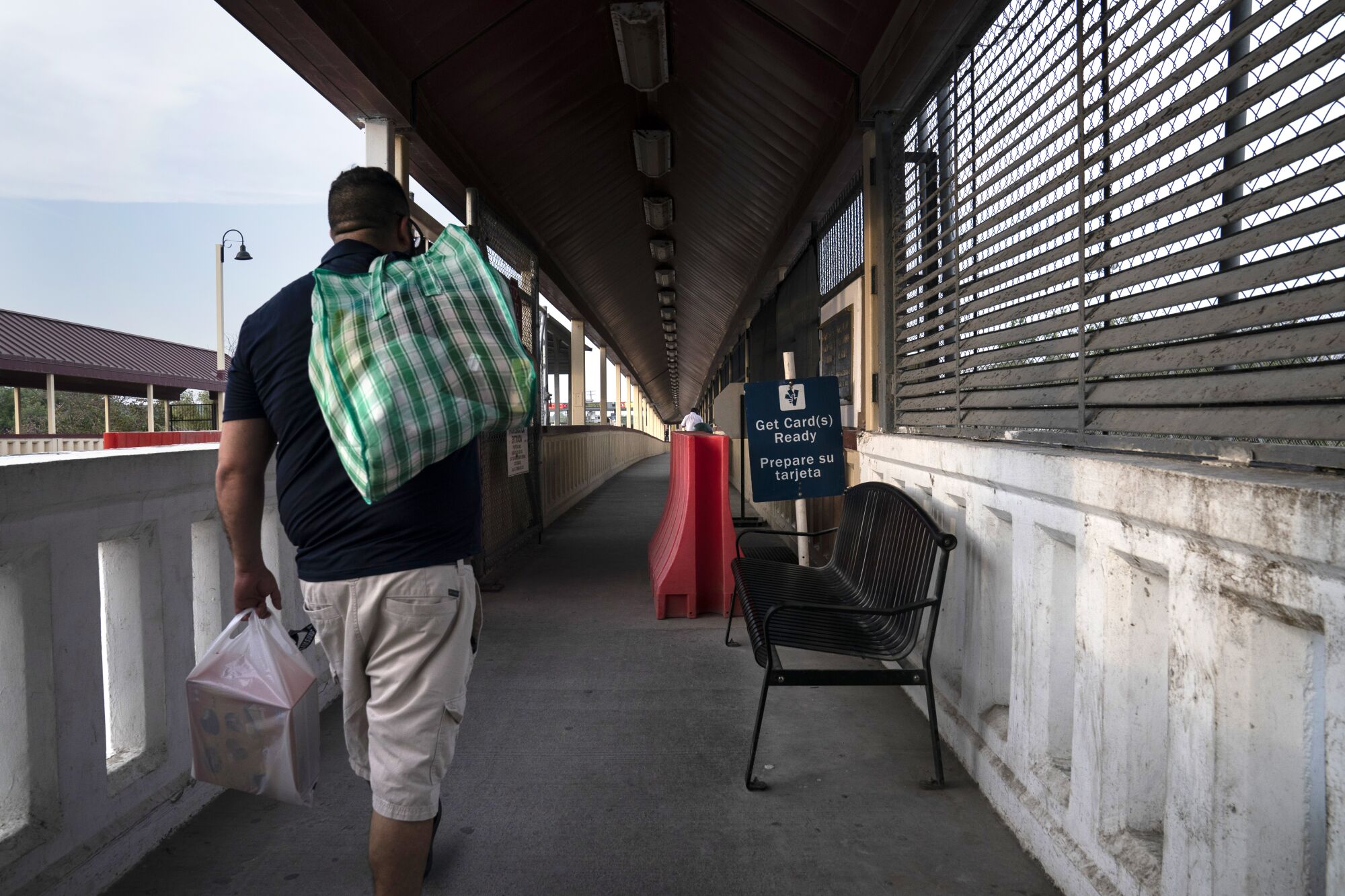 A man walks back to the U.S. on Feb. 28, 2023 in Nuevo Progreso, Mexico. 