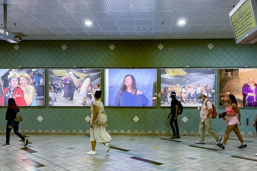 Arlene Mejorado's "Caricias" series on view at Metro's Hollywood/Highland Station.