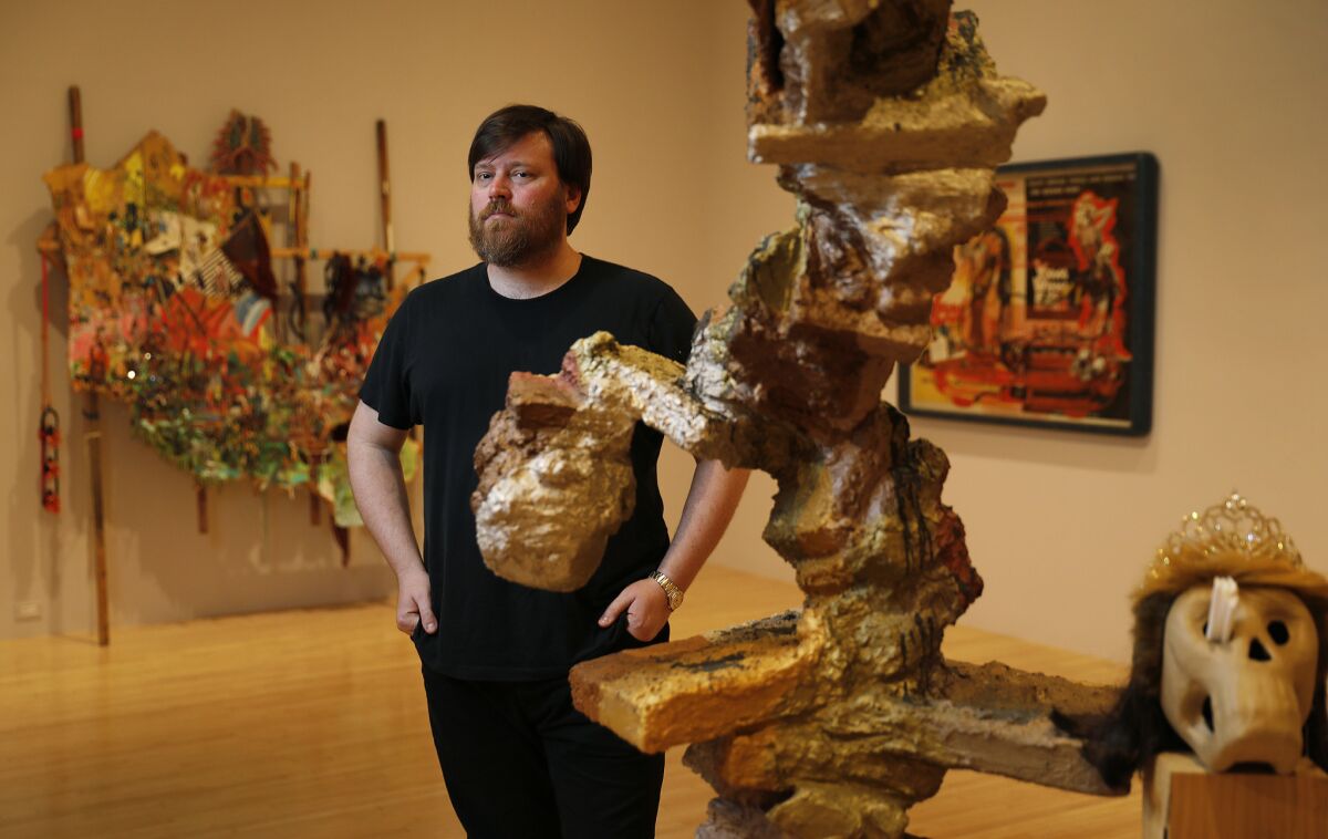 Multimedia artist Elliott Hundley at MOCA, where he co-organized the "Open House" exhibition.