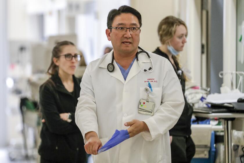 ORANGE, CA - FEBRUARY 12 , 2020 - Dr. Brian Lee, emergency department medical director at St. Joseph Medical Center in Orange. American hospitals are stocking up on gowns and goggles and holding refresher courses in infection control amid a growing outbreak of a novel strain of coronavirus. (Irfan Khan / Los Angeles Times)