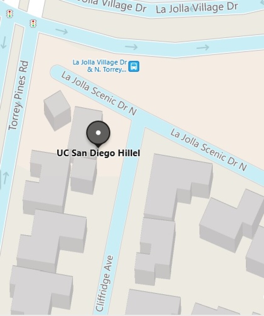 This area is where construction of the Hillel Center closed a walkway from the northwest end of La Jolla Scenic Drive North.