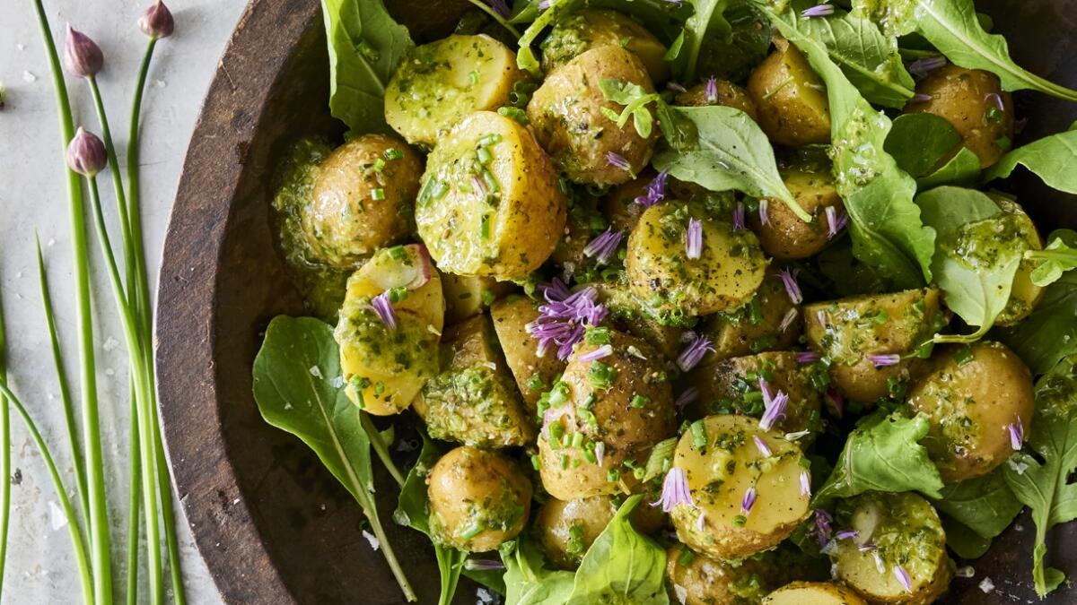 green garlic dressing Spring Potato Salad With Green Garlic Dressing Recipe