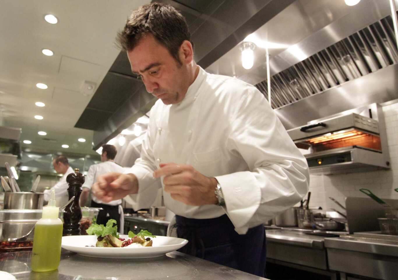 Owner and chef Jeffrey Cerciello in the kitchen at Farmshop in the Brentwood Country Mart.