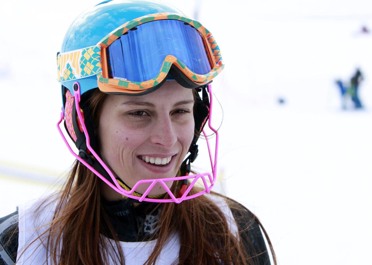 Skier Jacky Chamoun speaks during an interview at the ski resort of Faraya, Lebanon, in this March 8, 2013 file photo.