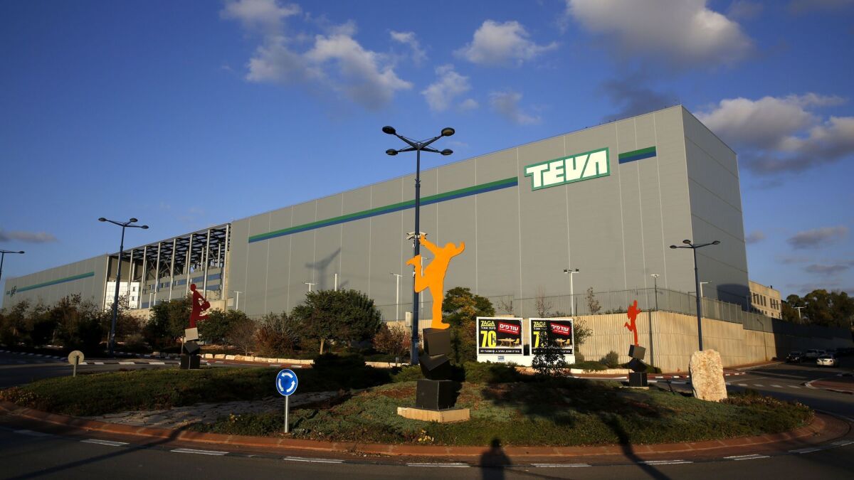 Teva's world logistics center near the Israeli city of Modi'in. Teva's bottom line has been hit by the expiration of patents on the multiple sclerosis treatment Capaxone, pricing pressure on the generics industry and a heavy debt load.
