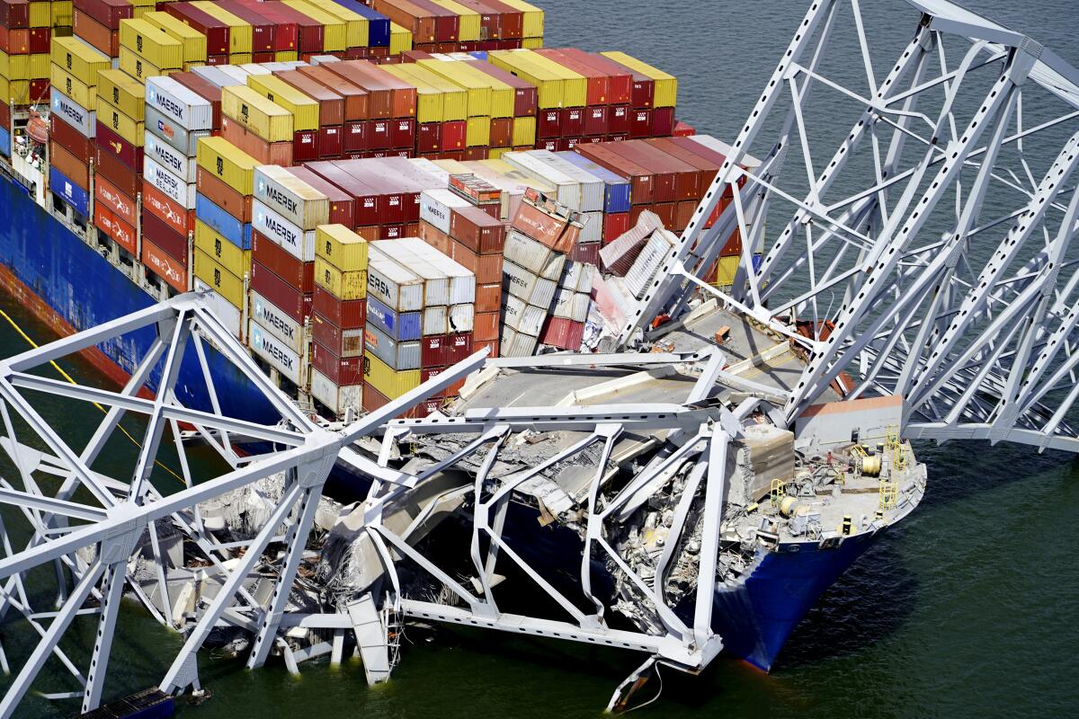 The cargo ship Dali stuck the Francis Scott Key Bridge in Baltimore