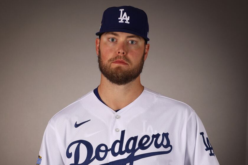 GLENDALE, ARIZONA - FEBRUARY 20: Pitcher Jimmy Nelson #40 of the Los Angeles Dodgers poses for a portrait during MLB media day at Camelback Ranch on February 20, 2020 in Glendale, Arizona. (Photo by Christian Petersen/Getty Images)
