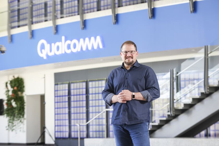 SAN DIEGO, CA - MARCH 31: Qualcomm's new CEO Cristiano Amon poses for photos in the lobby at Qualcomm headquarters on Wednesday, March 31, 2021 in San Diego, CA. (Eduardo Contreras / The San Diego Union-Tribune)