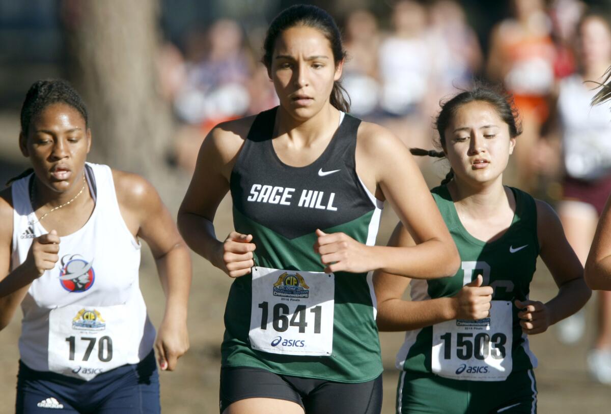Sage Hill High School's Alice Warden ran in the Girls Division 5, CIF Southern Section Championships Cross Country Finals at Riverside City Cross Country Course in Riverside on Saturday, Nov. 19, 2016.