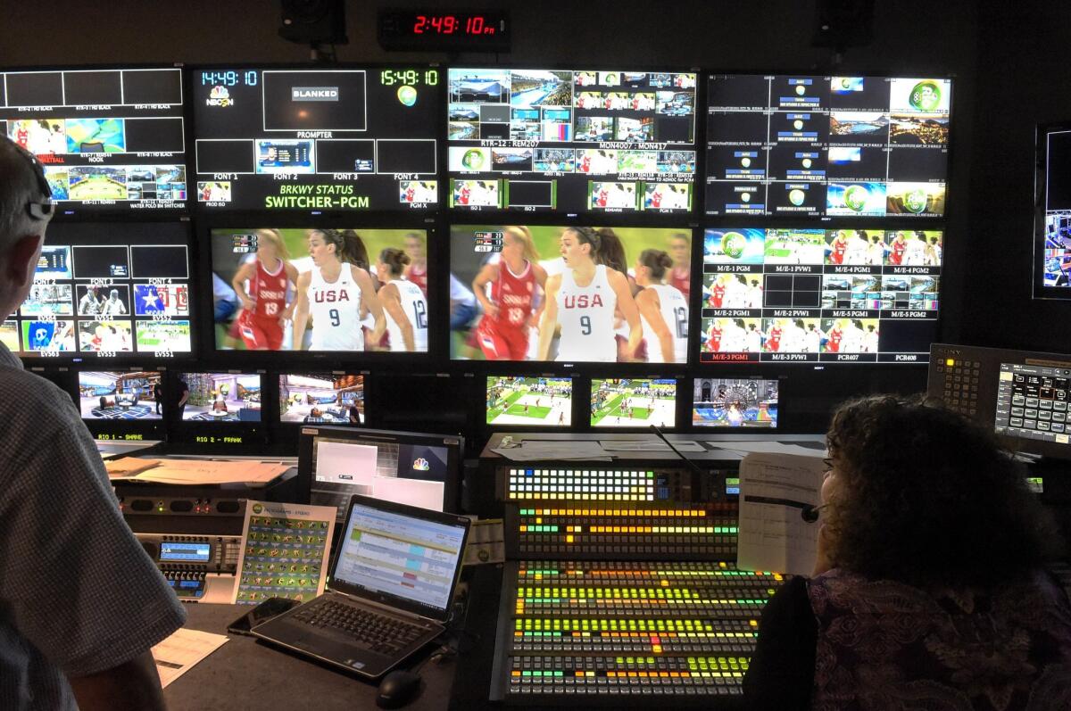An NBC Sports production control room in Stamford, Conn., during coverage of the Rio Olympics in August.