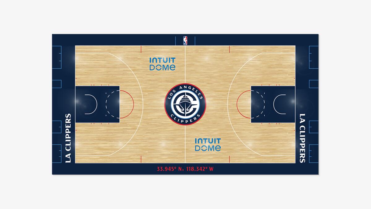 Gelecek sezondan itibaren Clippers'ın evi olan Intuit Dome'daki sahanın tasarımı.