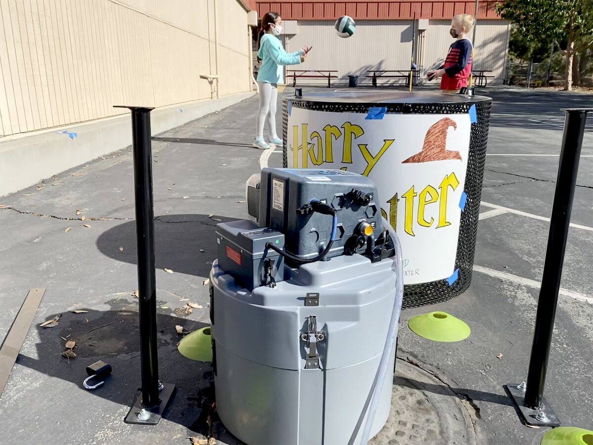 A robot at Vista Grande Elementary School tests wastewater for COVID-19.