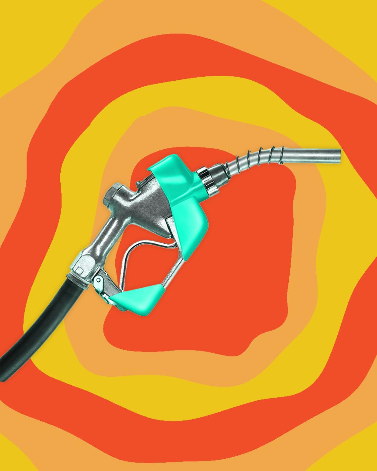 Photo of gas pump with vibrant background colors.