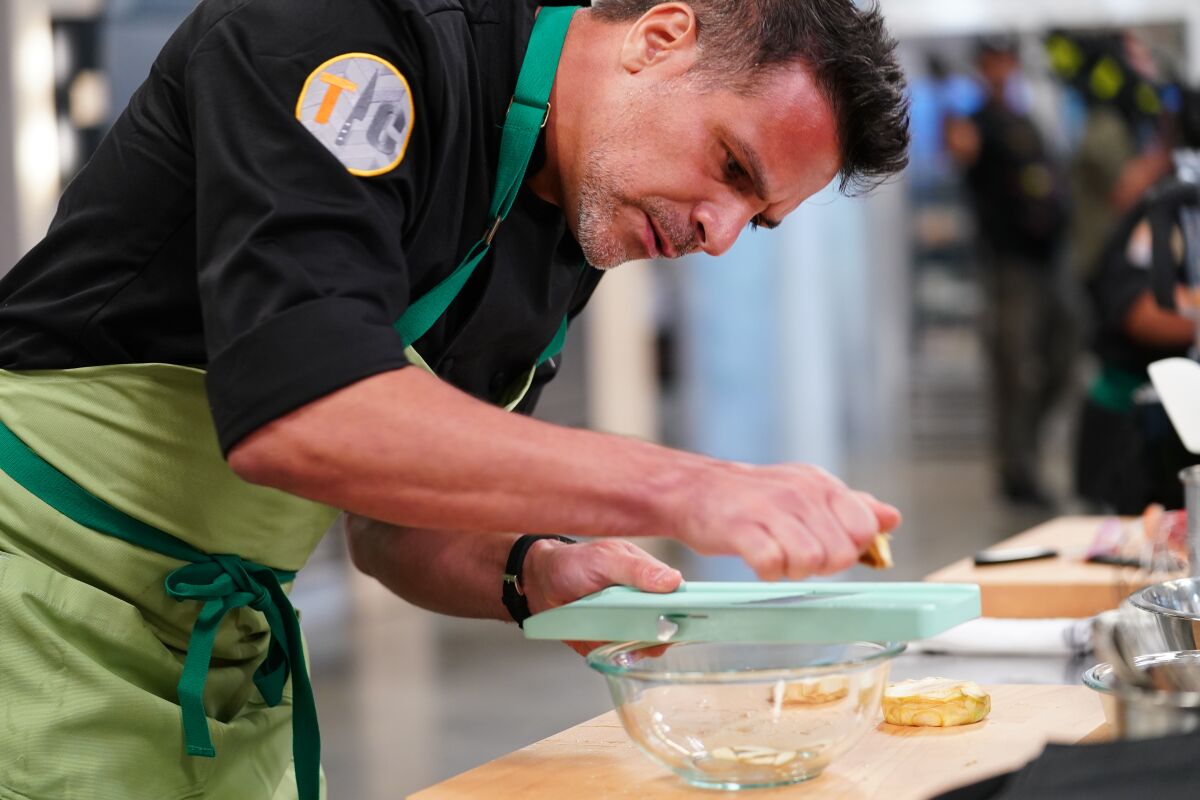 Encinitas-based chef Angelo Sosa competes in an episode of "Top Chef: All Stars," which premieres on Bravo network Thursday night.