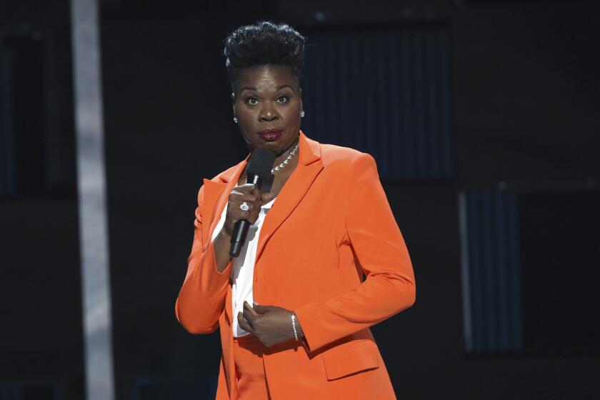 Host Leslie Jones speaks on stage at the BET Awards at the Microsoft Theater on Sunday, June 25, 2017, in Los Angeles. (Photo by Matt Sayles/Invision/AP)