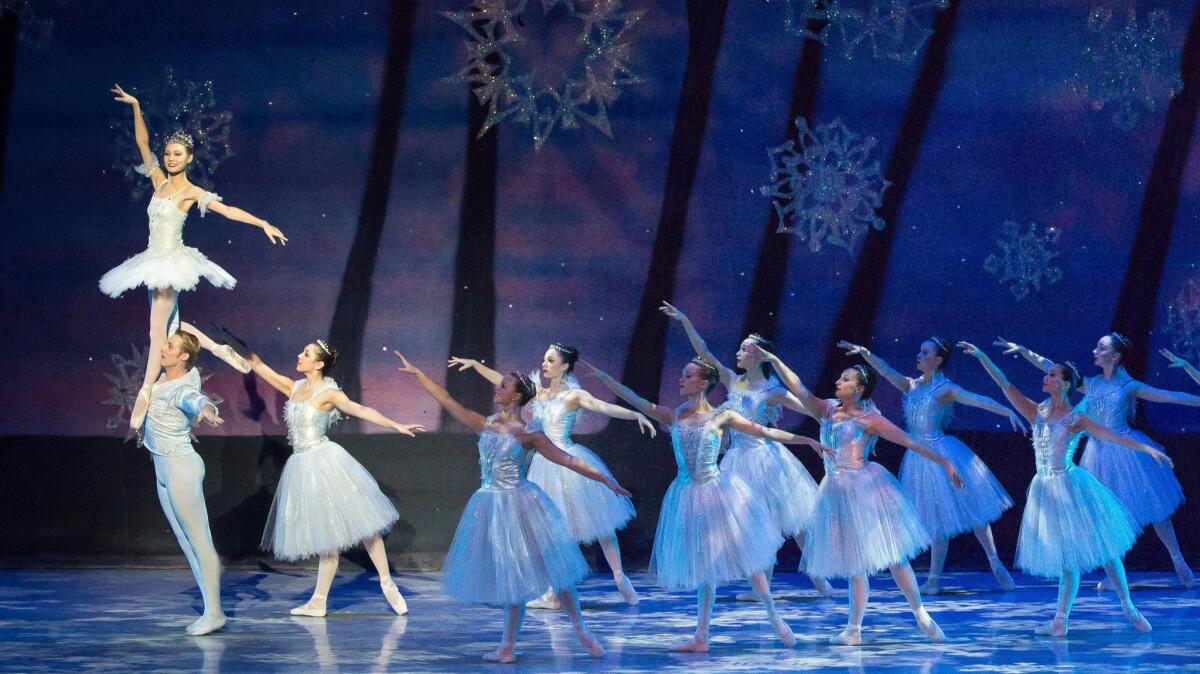 Dancers perform in a Long Beach Ballet production of “The Nutcracker.”