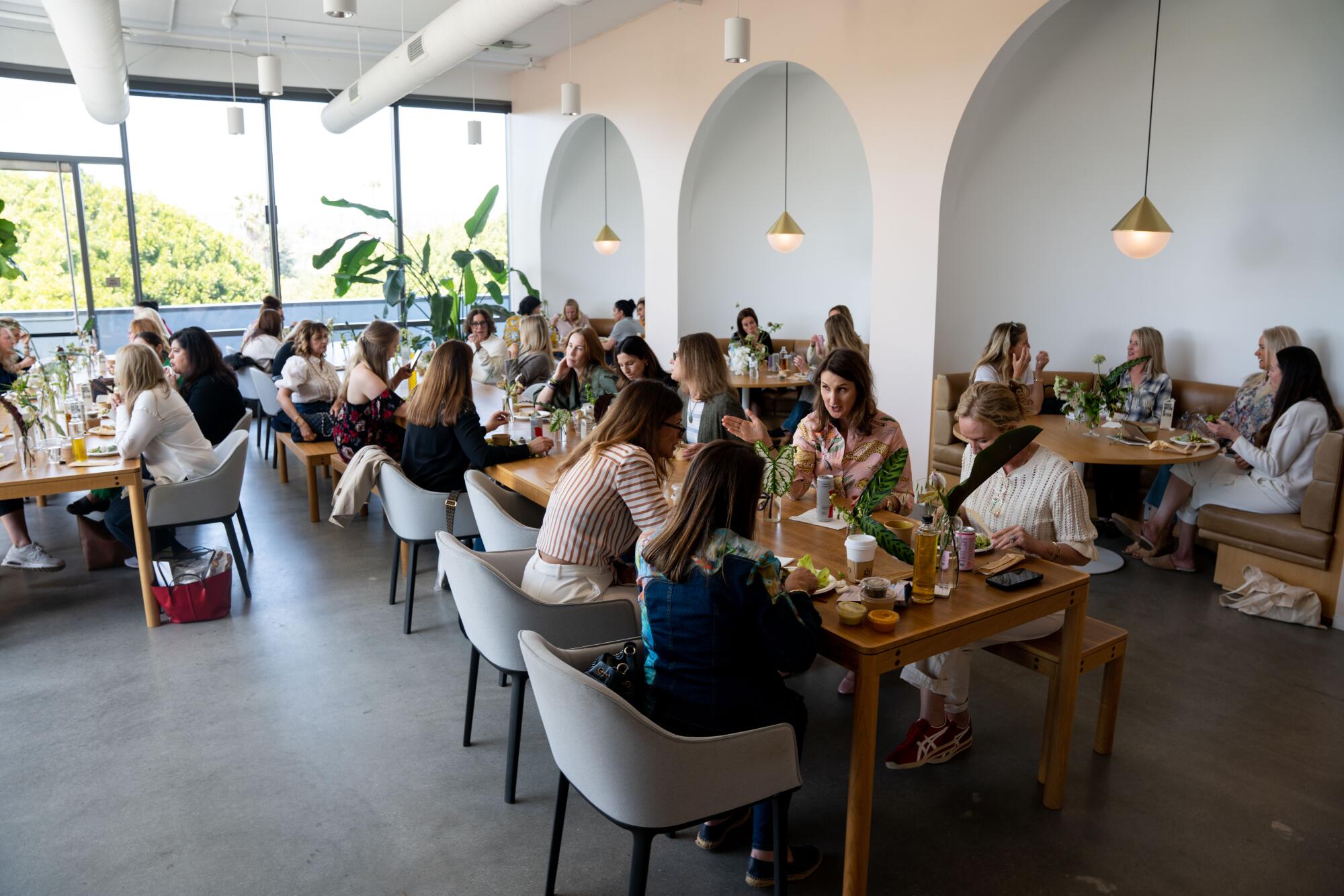 Attendees gather at lunch during the Goop event in Santa Monica.
