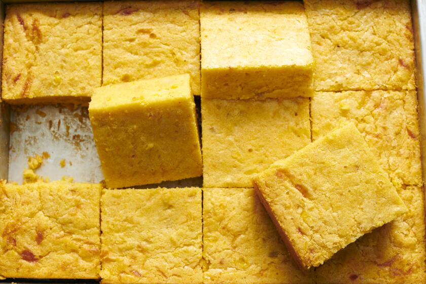 Sopa Paraguaya, the dense and cheesy cornbread commonly served alongside grilled meats in Paraguay.