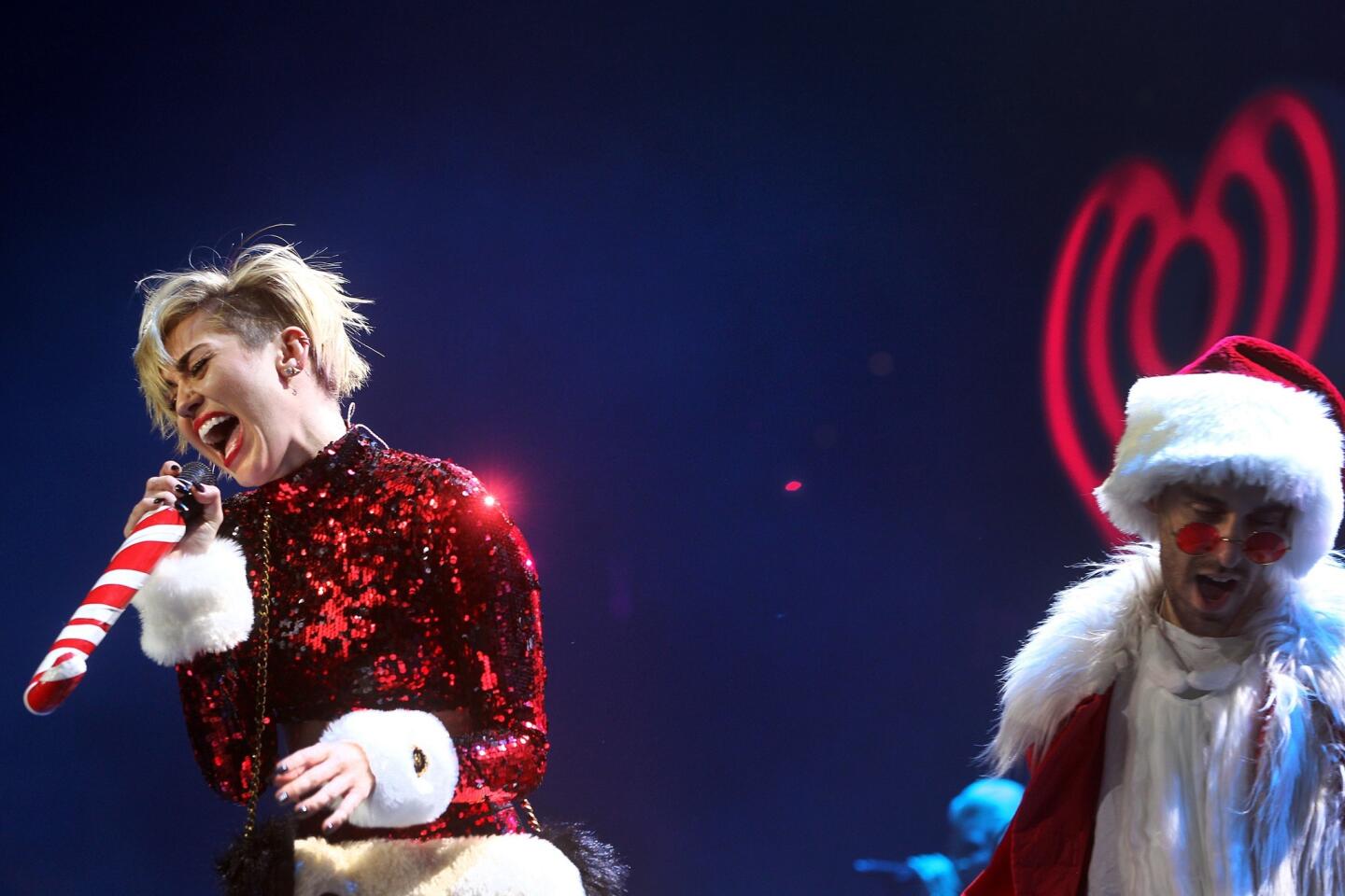 Miley Cyrus performs at KIIS-FM's Jingle Ball 2013 at Staples Center in Los Angeles.