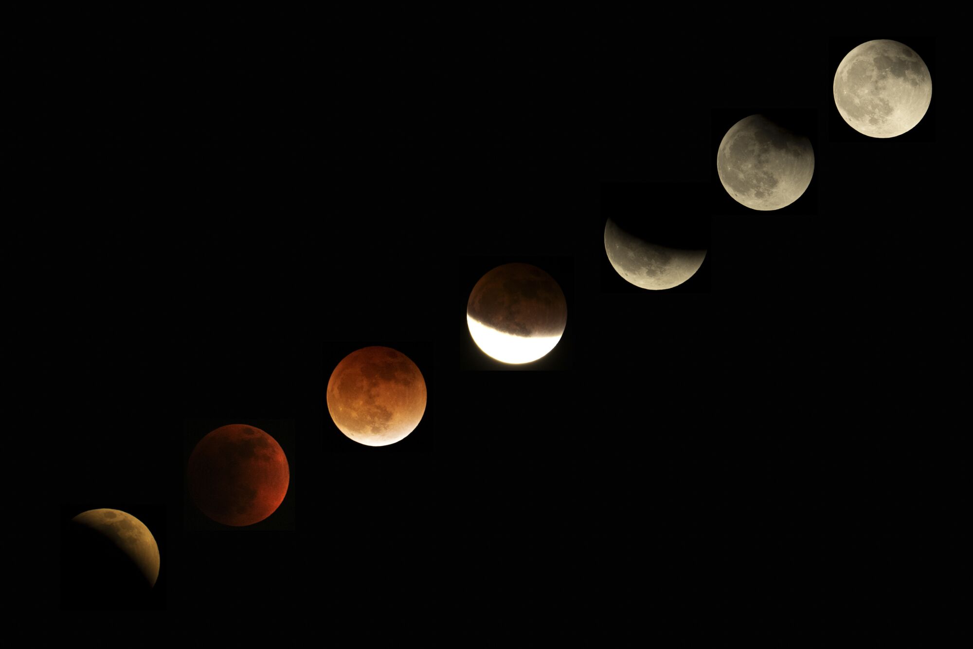A multiple-exposure image of a lunar eclipse