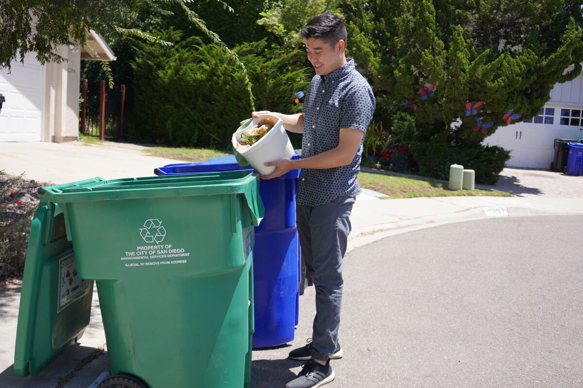 Organic waste recycling using new green bins and kitchen pails will be rolled out to San Diego homes beginning next month.