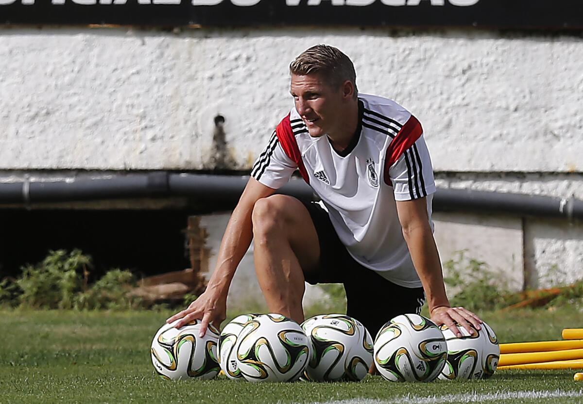 Germany's Bastian Schweinsteiger likely will mark Argentina superstar Lionel Messi full-time in the midfield.