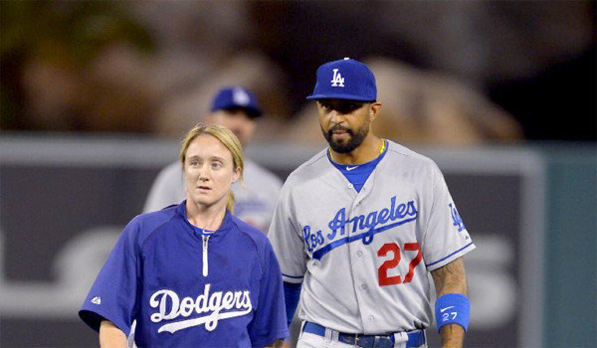 Matt Kemp is scheduled to undergo an MRI exam Thursday after suffering what Manager Don Mattingly described as a "mild" right hamstring strain.