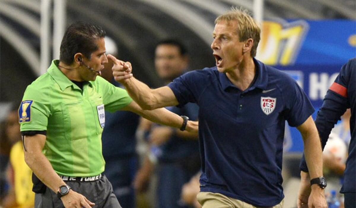 U.S. national team Coach Juergen Klinsmann has been banned from the Gold Cup final against Panama by a CONCACAF disciplinary committee following his ejection during the 87th minute of his team's victory over Honduras, 3-1, in the semifinal.