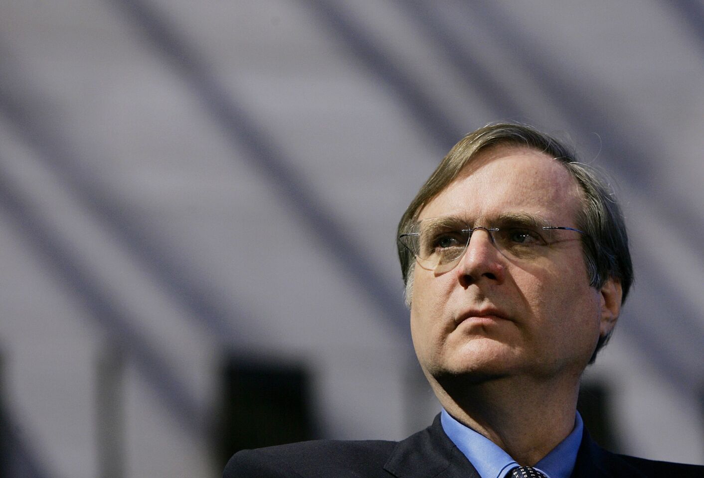 Paul Allen, founder of SpaceShipOne, at a news conference to mark the donation of SpaceShipOne to the National Air and Space Museum on Oct. 5, 2005, in Washington, D.C. SpaceShipOne was the first privately built and piloted vehicle to reach space.