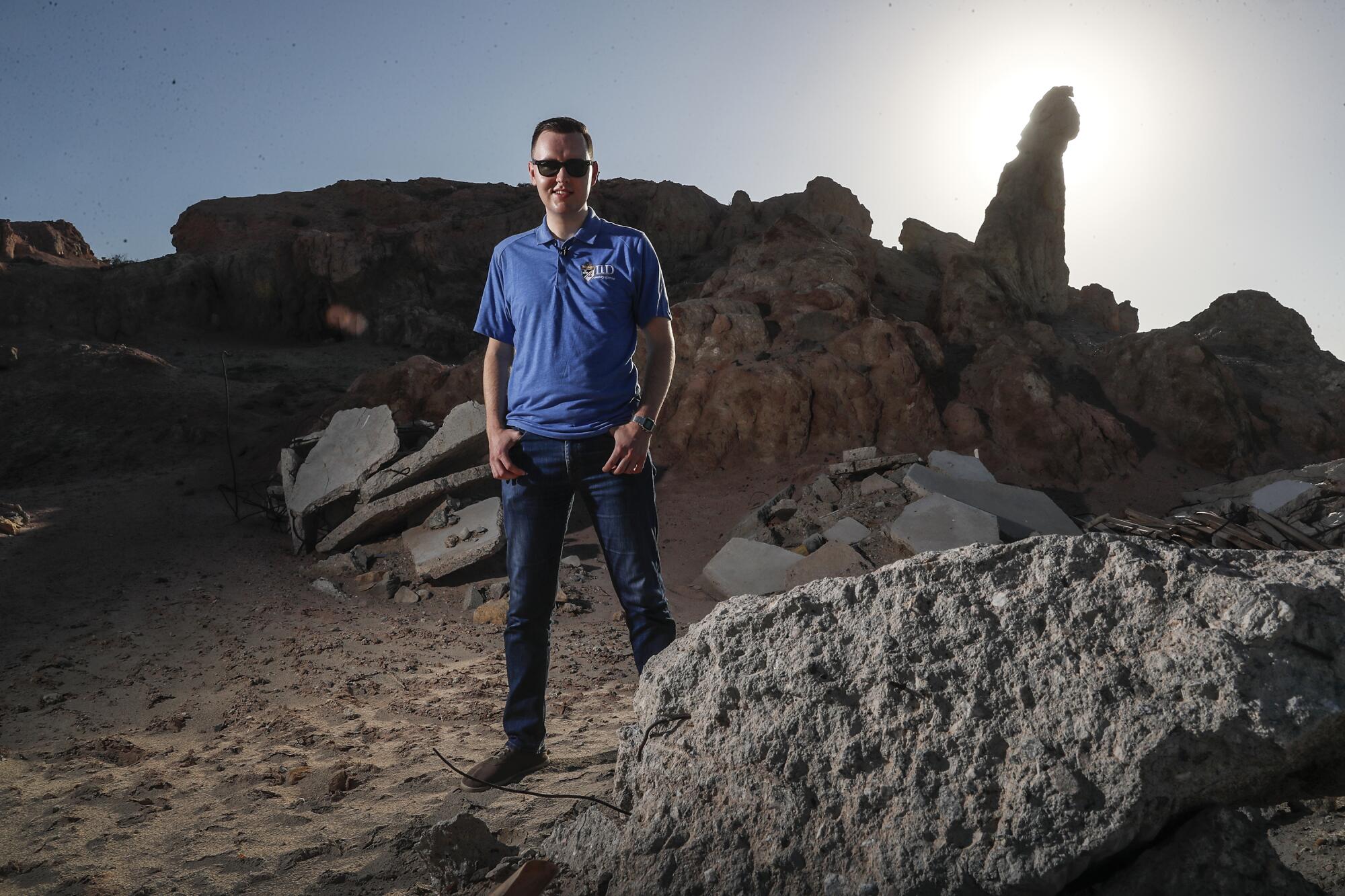 Imperial Irrigation District board member J.B. Hamby stands near the shore of the Salton Sea