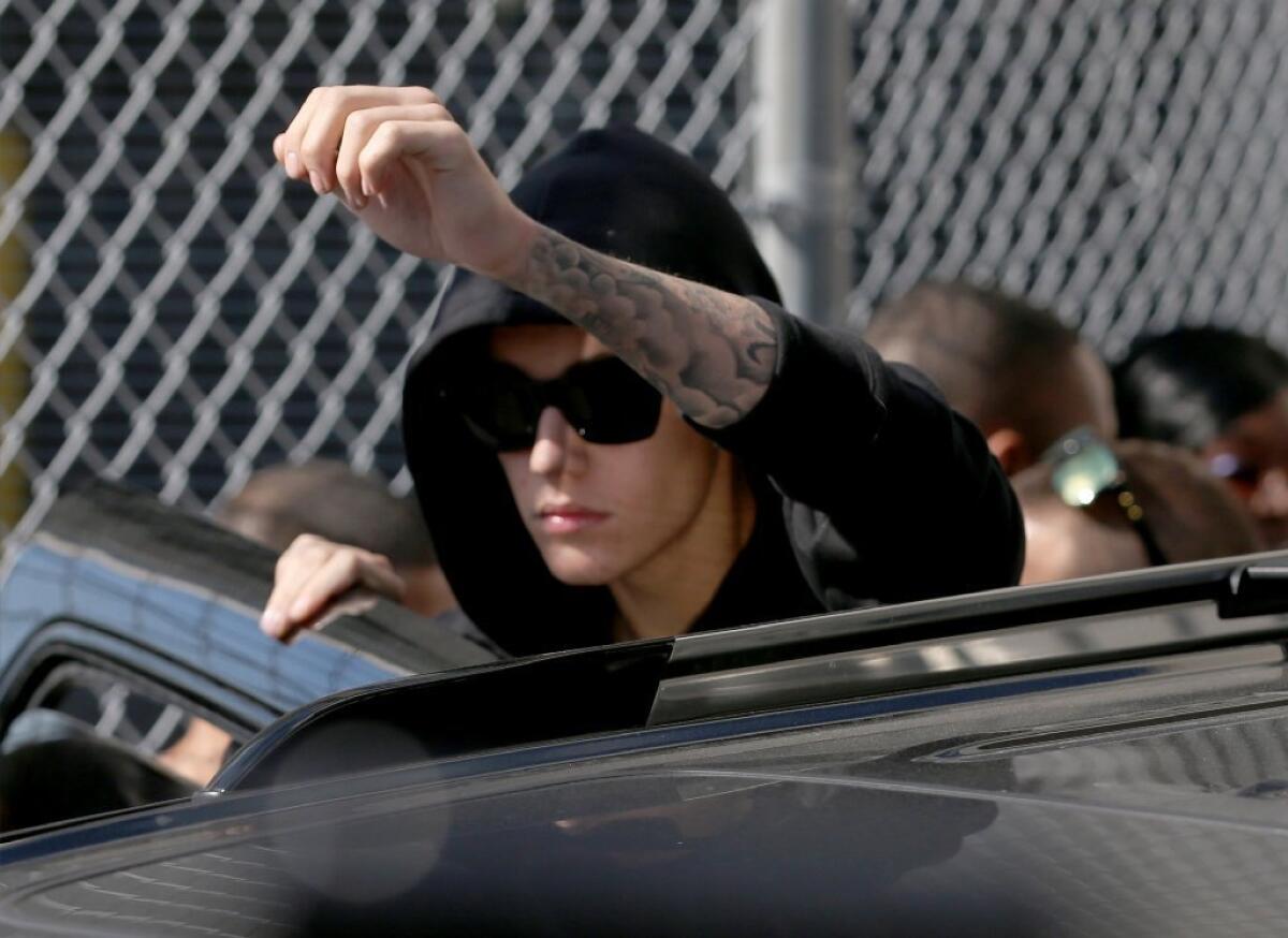Justin Bieber leaves the Turner Guilford Knight Correctional Center in Miami on Thursday.